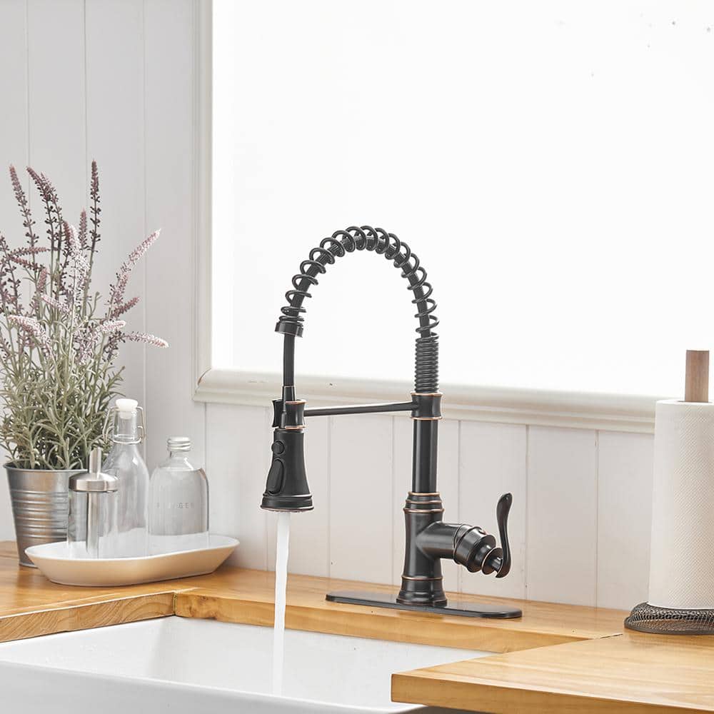 Oil Rubbed Bronze Pull-Down Kitchen Faucet with Spray