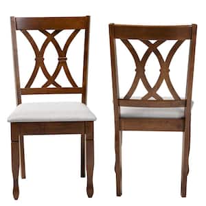 Augustine Grey and Walnut Brown Fabric Dining Chair (Set of 2)