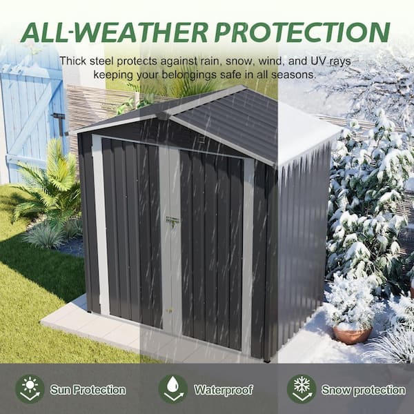 ToolCat 6x4 ft Metal Outdoor Storage Shed with Foundation
