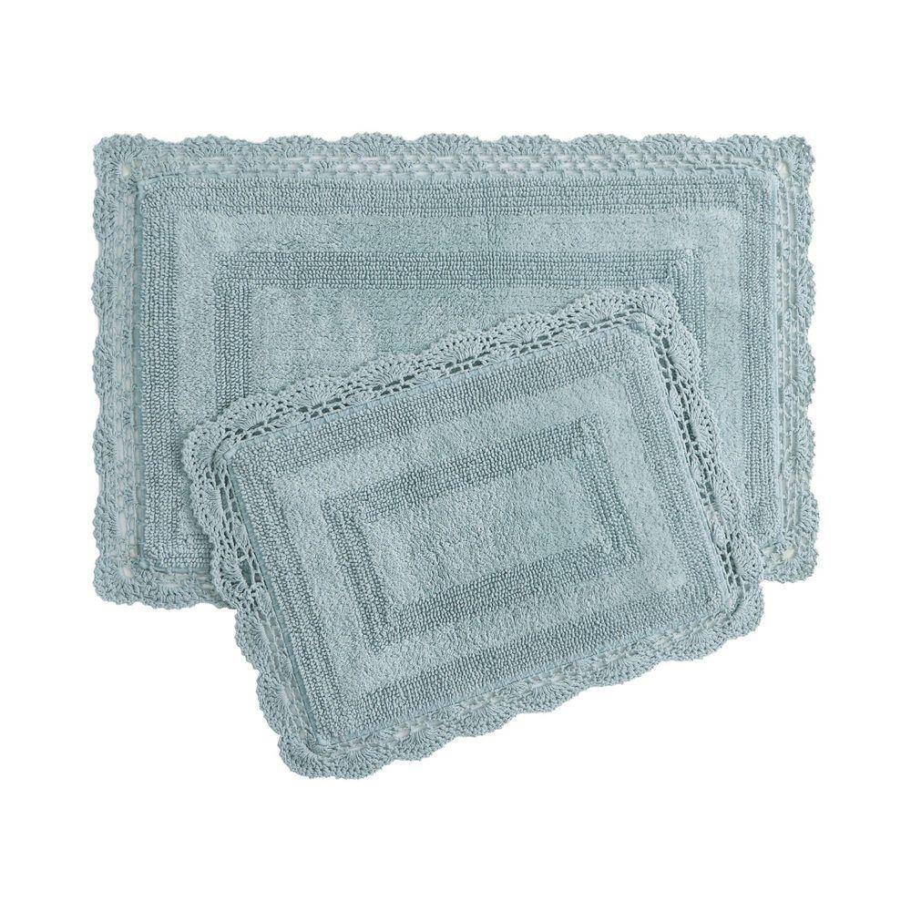 Laura Ashley Crochet Aqua Blue 21 in. x 34 in. Solid 100% Cotton 2