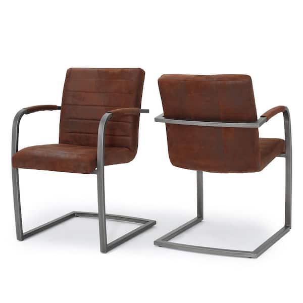 Noble House Alta Modern Brown Microfiber Armchairs (Set of 2)