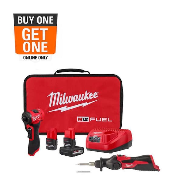 M12 FUEL 12V Lithium-Ion Brushless Cordless 1/4 in. Right Angle Die Grinder with M12 Cordless Soldering Iron