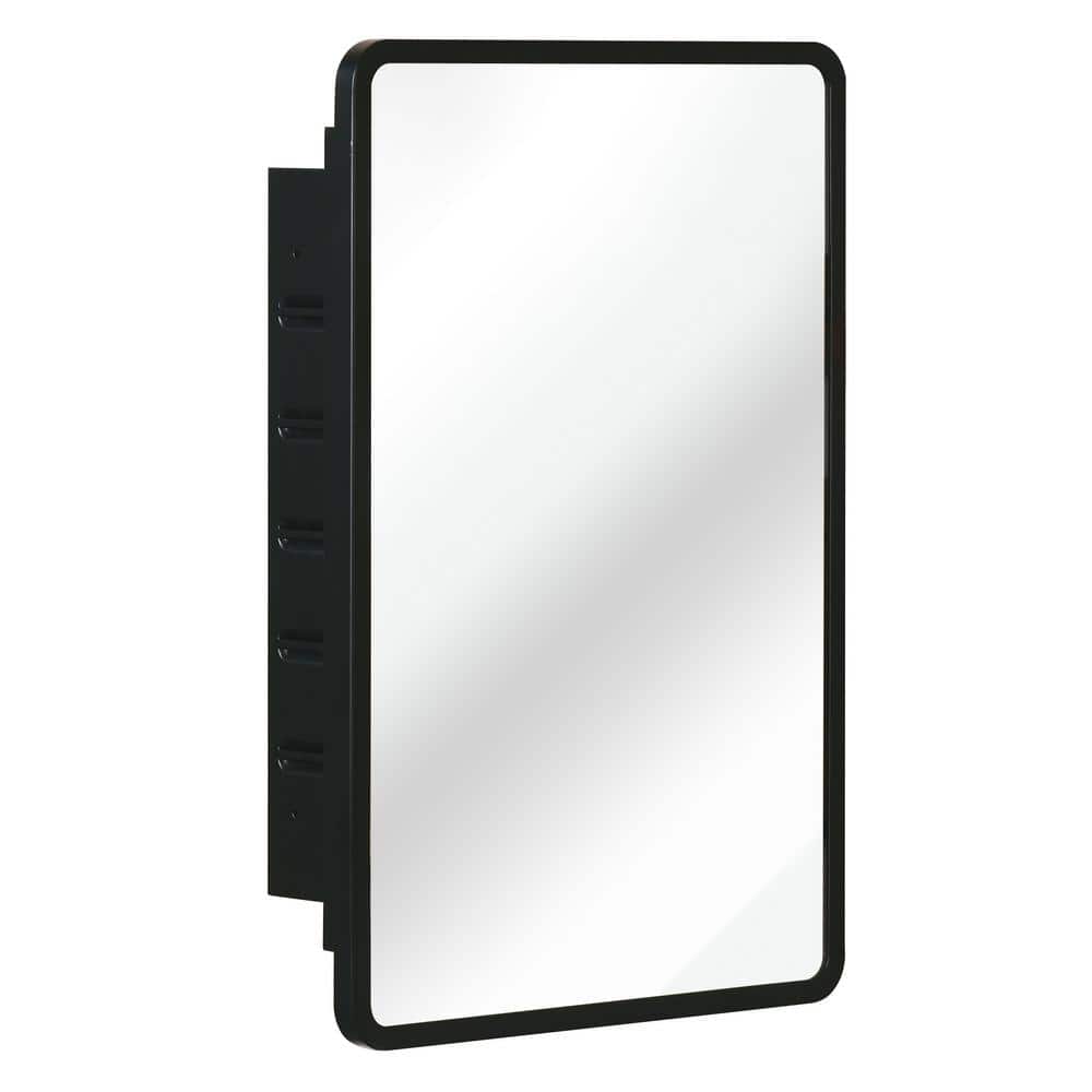 16 in. W x 24 in. H Black Metal Framed Rectangular Recessed/Surface Mount M