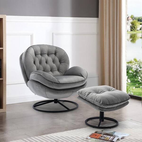 grey swivel egg chair