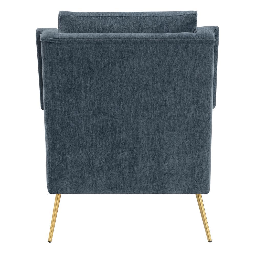 Mid-Century Slate Blue Accent Chair with Gold Legs