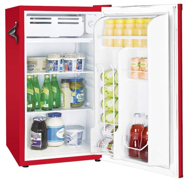 Modern Red Mini Fridge Compact Personal Refrigerator 6 Soda Can Snacks  Bottles