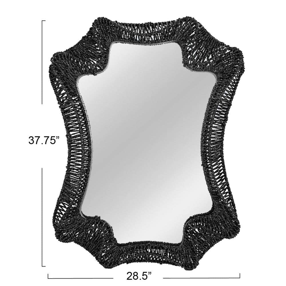 Handwoven Black Cattail Rectangular Wall Mirror