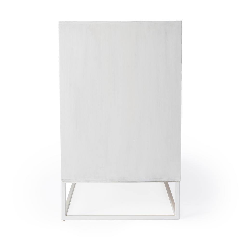 Modern Mid-Century White Mando Wood 63" TV Stand with Metal Frame