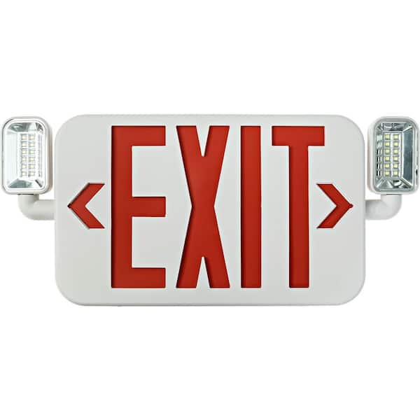 CIATA LIGHTING Ciata Ultra Bright Slim Rechargeable Indoor Exit Light Combo Sign Fixture with Battery Powered Backup, Red, 1 Pack