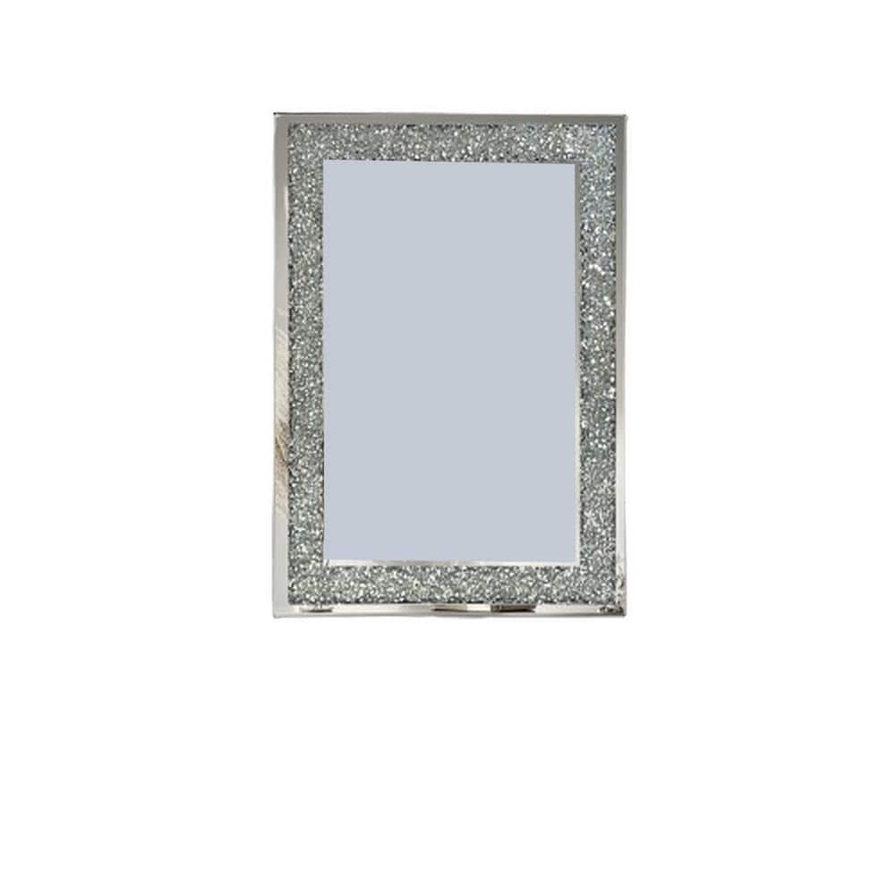 New Silver Elegant Crushed Diamond 23.5 in. W x 31.5 in. H Rectangular Wall