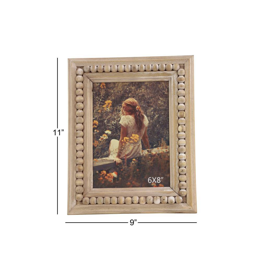 Light Brown Beaded Wood 6" x 8" Photo Frame