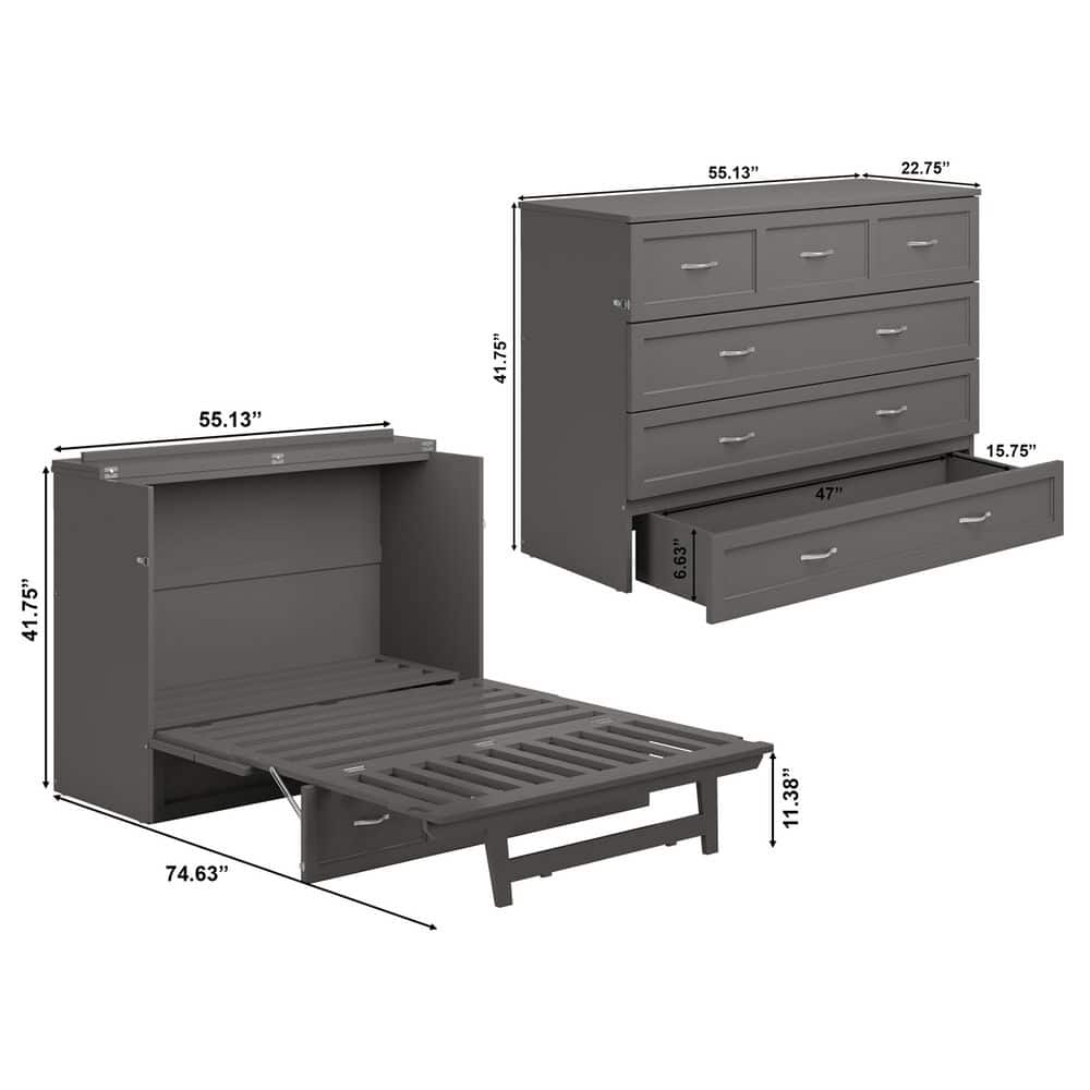 Northfield White Full Murphy Bed Chest with Drawers