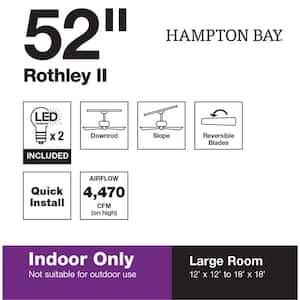 Rothley II 52 in. Indoor LED Brushed Nickel Ceiling Fan with Light Kit, Downrod, Reversible Motor and Reversible Blades