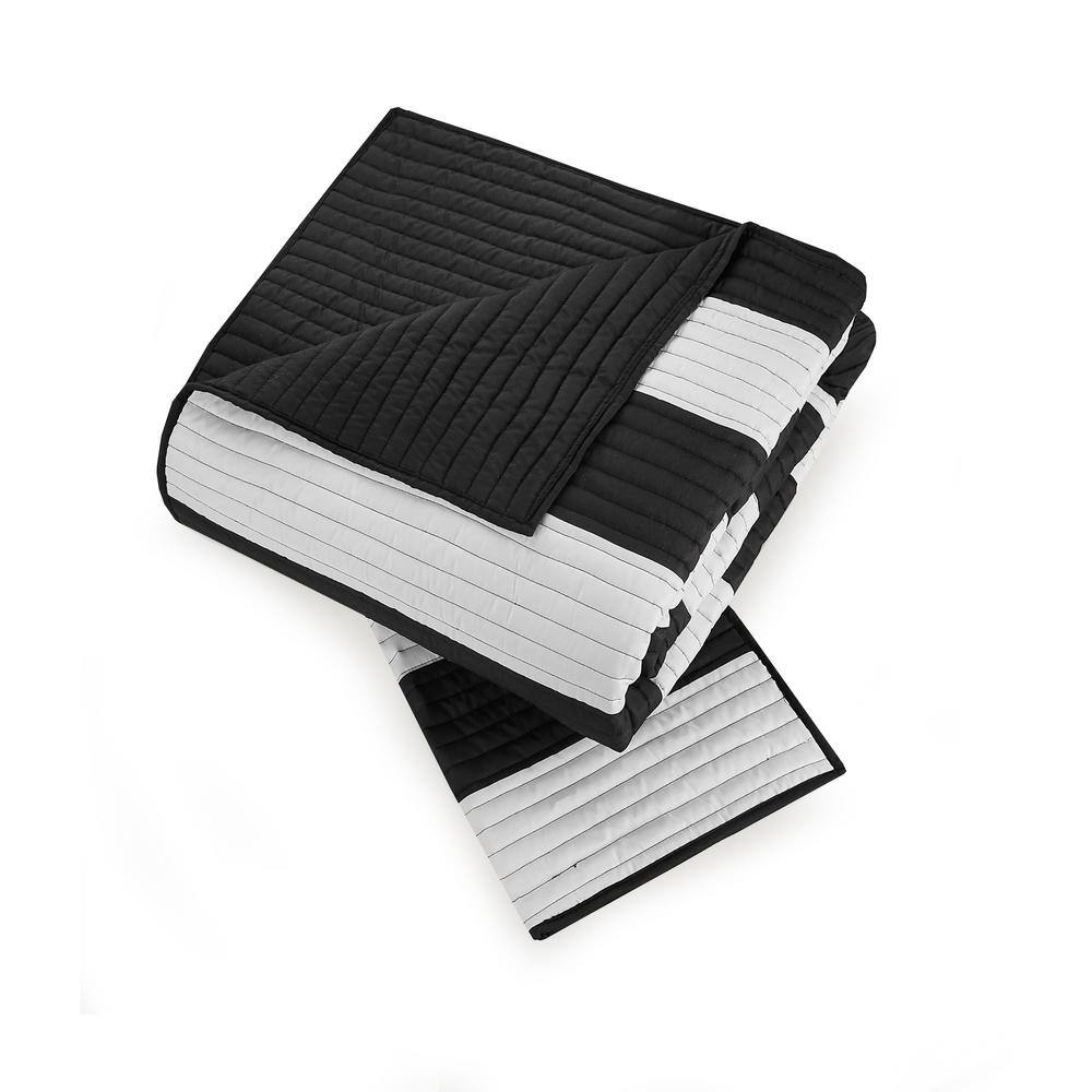 Twin Black and White Reversible Microfiber Kids Quilt Set