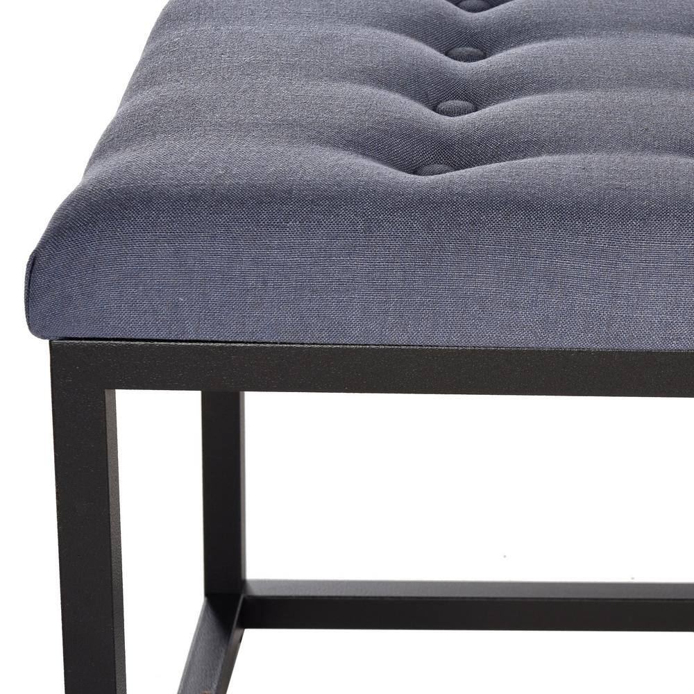 Navy and Black 48" Transitional Tufted Bench