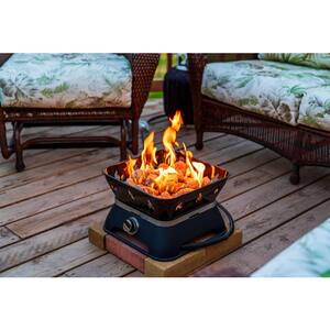 Firecube 14 in. Portable Outdoor Steel Propane Gas Fire Pit with Cover and Carry Kit