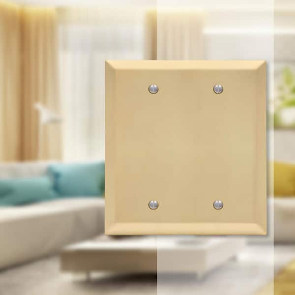 Metallic 2 Gang Blank Steel Wall Plate - Satin Brass