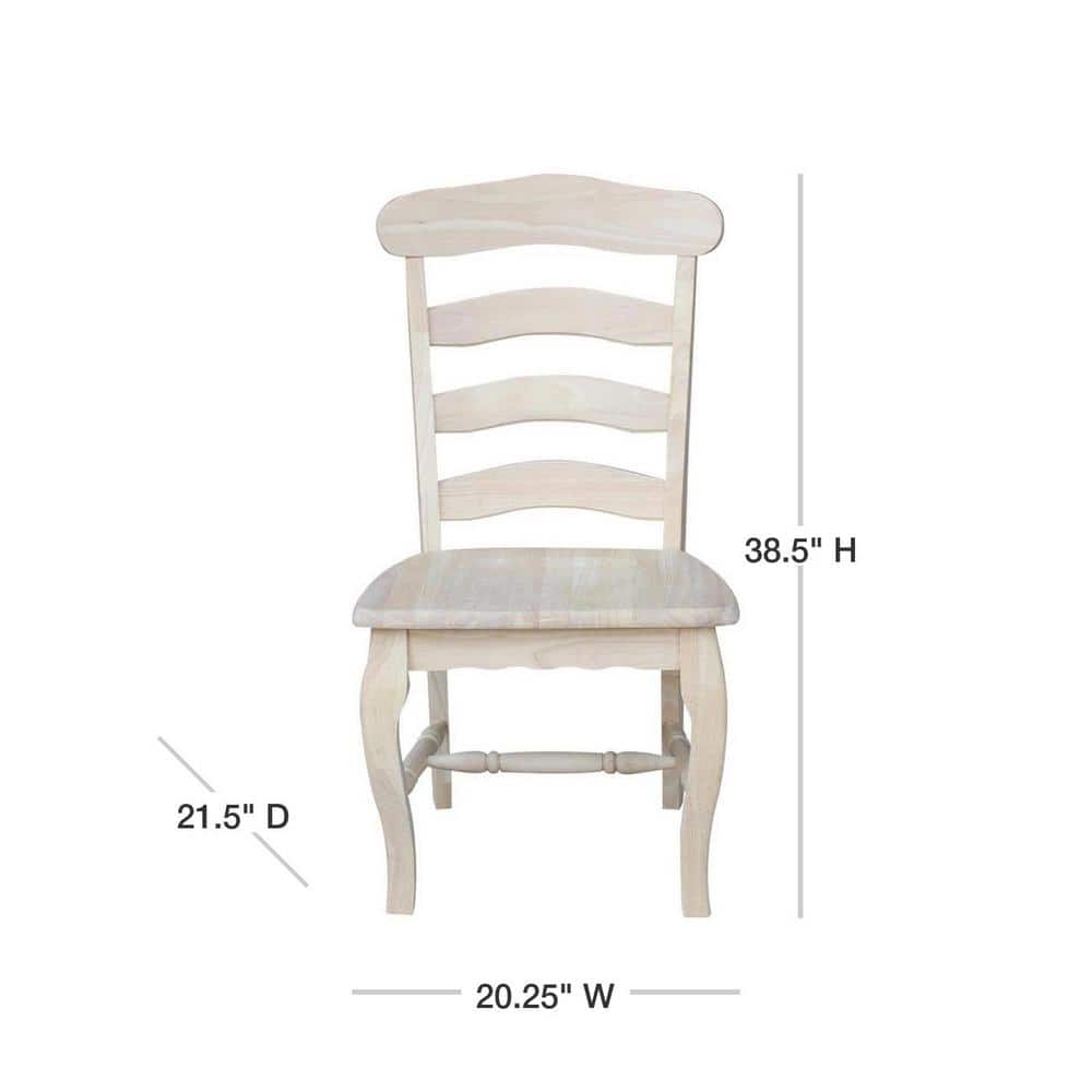 White Wood Ladderback Slat Side Chair Set
