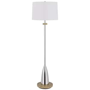 61 in. Silver 1 Dimmable (Full Range) Standard Floor Lamp for Living Room with Cotton Empire Shade