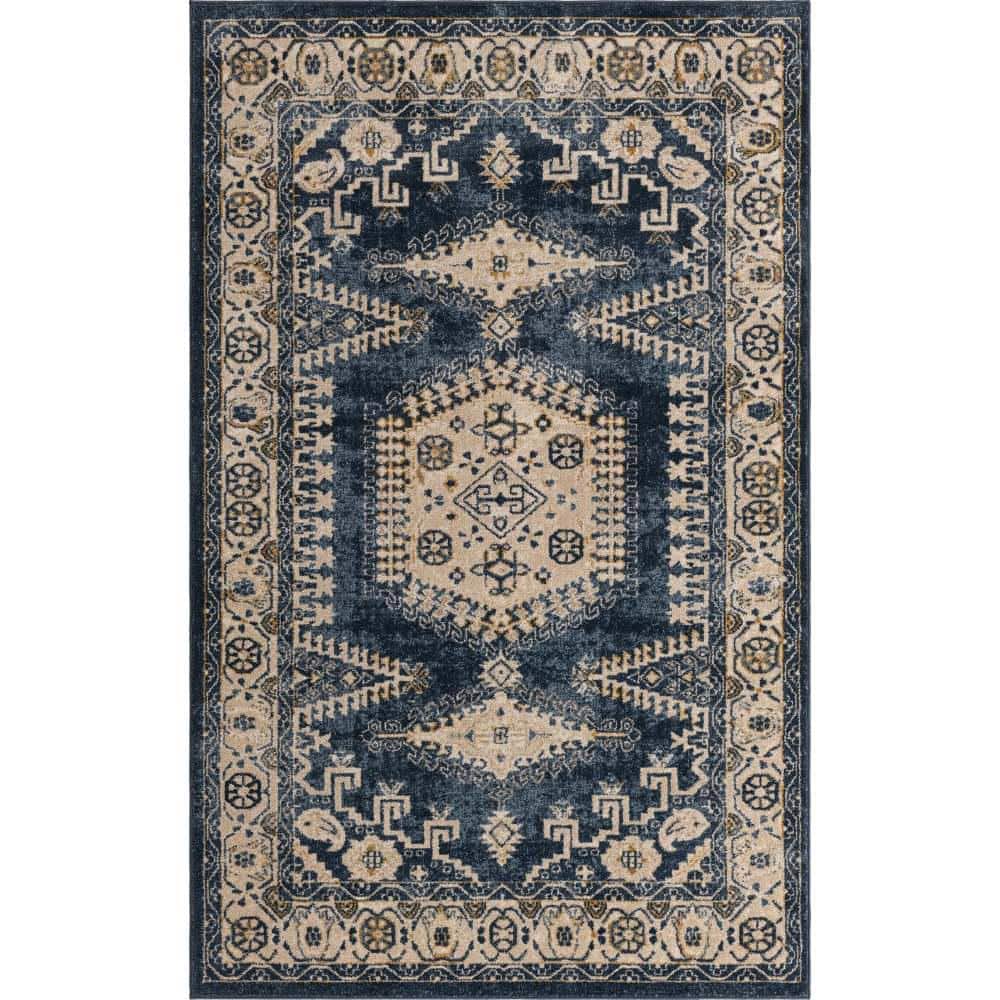 Unique Loom Utopia Larissa Dark Blue 5' 0 x 8' 0 Area Rug 3146618 The