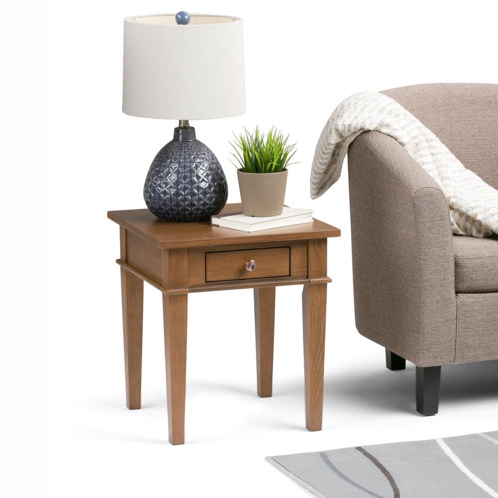 Carlton Medium Saddle Brown Solid Wood End Table with Storage