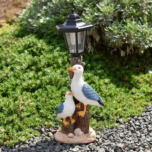 7 in. x 17 in. Multi-Colored Resin Solar Outdoor Decor Seagull