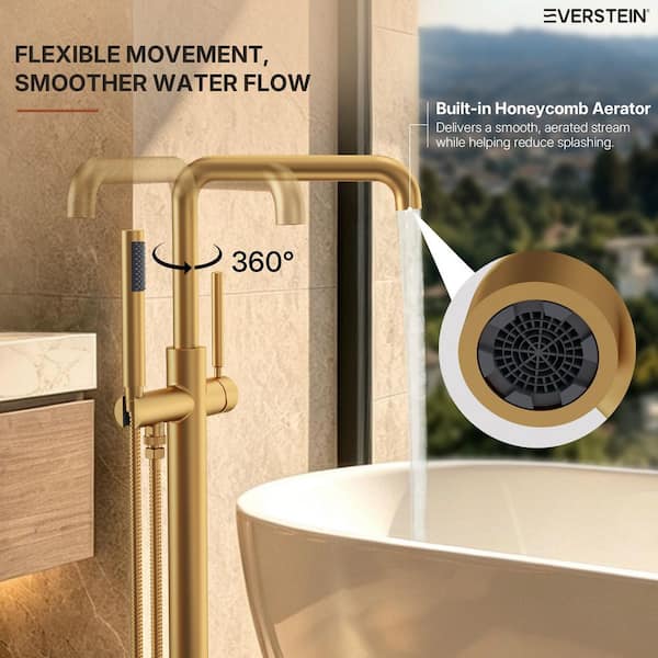 EVERSTEIN Single-Handle Freestanding Tub Faucet with Hand Shower