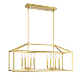 8-Light Soft Gold Dimmable Lantern Geometric Chandelier