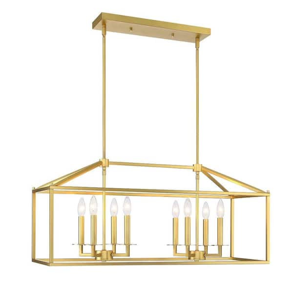 INNOBULE 8-Light Soft Gold Dimmable Lantern Geometric Chandelier