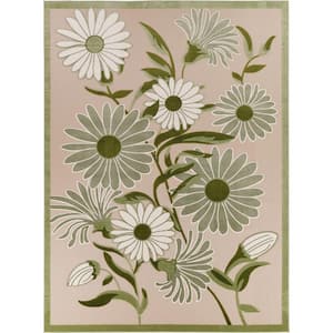 Aloha Ivory Green 10 ft. x 14 ft. Botanical Contemporary Indoor/Outdoor Area Rug
