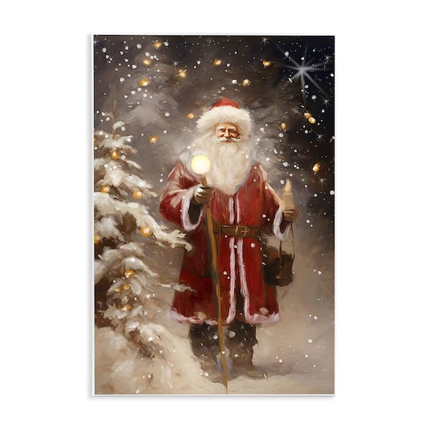 Stupell Industries Santa in Snowy Night Scene by Ramona Murdock 1 Piece Unframed Graphic Print People Poster Art Print 15 in. x 10 in.