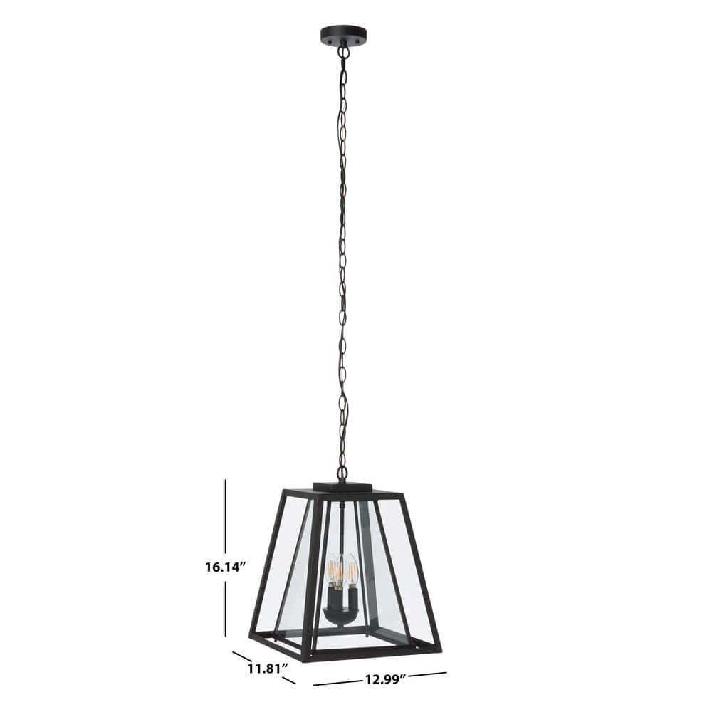 Rydler 16'' Black and Clear Glass Industrial Outdoor Pendant Light