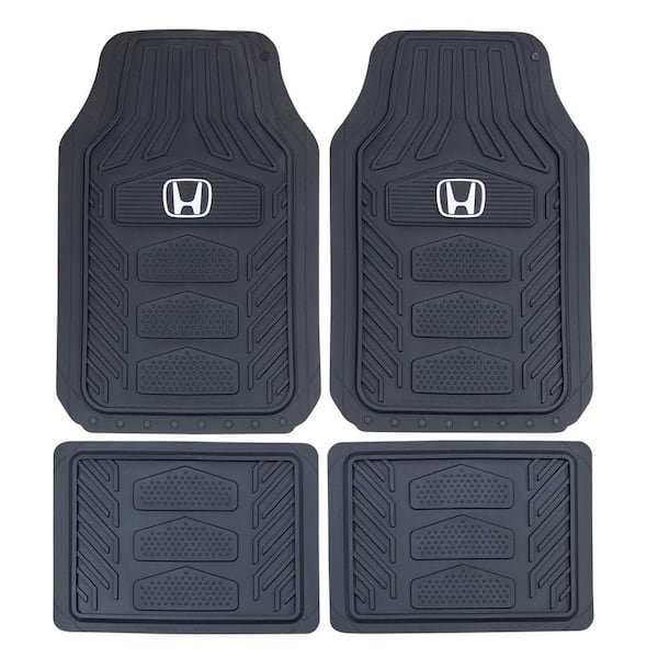 Photo 1 of Honda Weather Pro 27 in. x 17.5 in. 4-Piece Ultra-Durable Rubber Black/White Utility Floor Mat