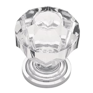 Acrylic Faceted 1-1/4 in. (32 mm) Chrome and Clear Cabinet Knob