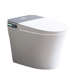 10 in. Rough-In 1/1.27 GPF Tankless Elongated Smart Toilet Bidet in White with Front/Rear Wash, Foot Sensor, Heated Seat