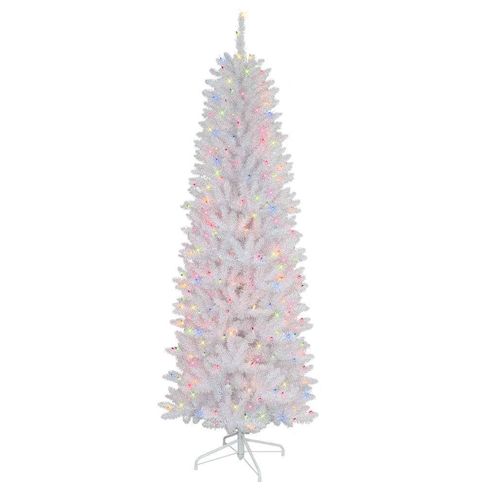 6.5' White Fir Artificial Christmas Tree with Multi-Color Lights