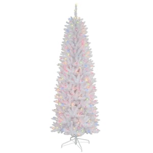 Pre-Lit 6.5 ft. Pencil White Fraser Fir Artificial Christmas Tree with 250-Lights, White