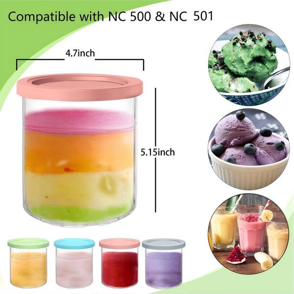 NC500 NC501 Ice Cream Pint 4-Pack - 24 oz Ninja Creami Deluxe Containers for Ninja Delux Ice Cream Maker - Durable, BPA-Free Replacement Cups