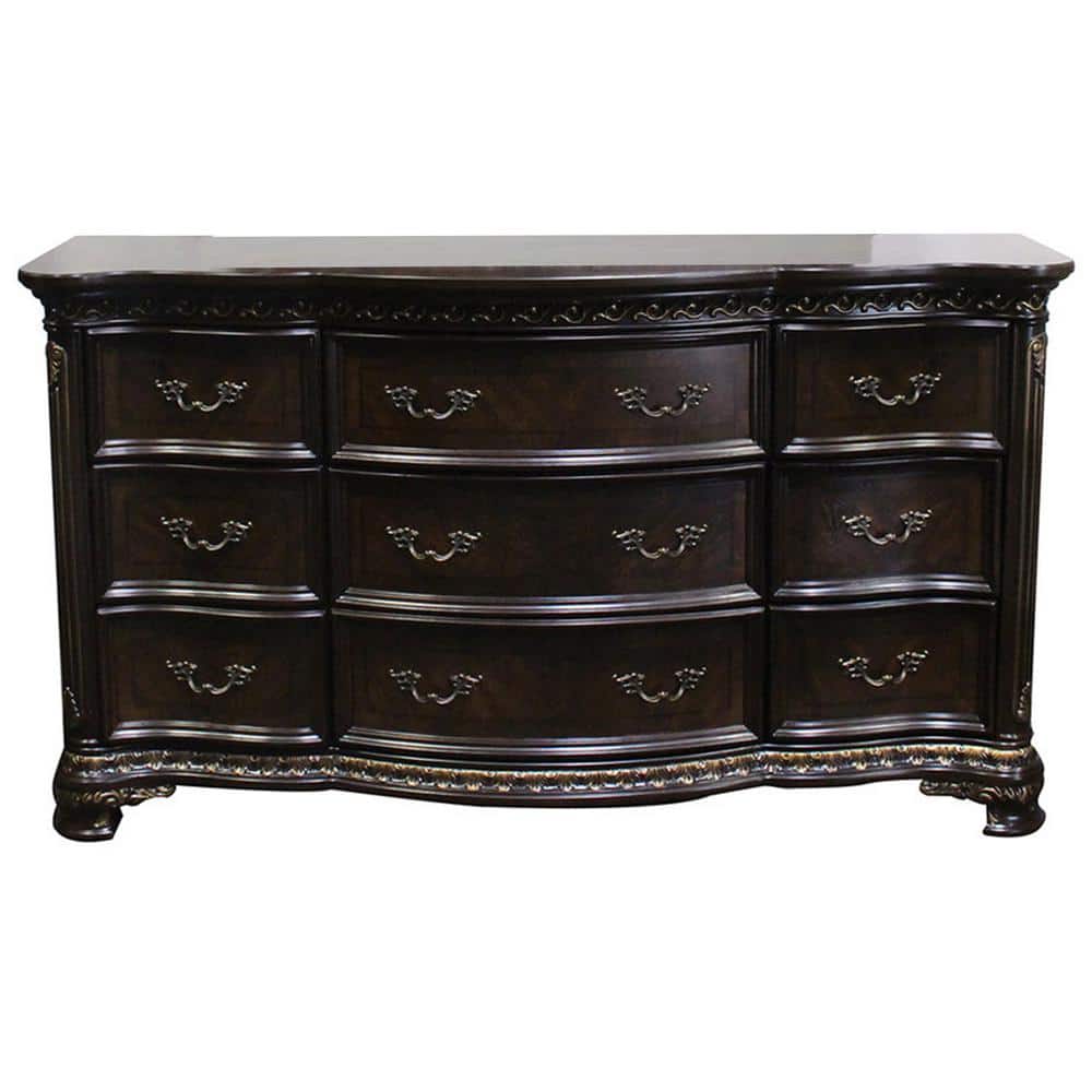 Best Master Furniture Woodbury 9Drawer Dark Walnut Solid Wood Dresser