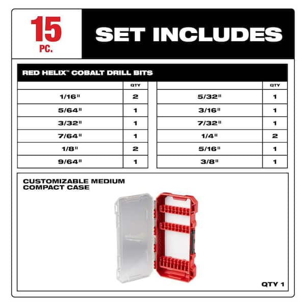 Cobalt Red Helix Drill Bit Set for Drill Drivers and Shockwave Titanium Drill Bit Set (38-Piece)