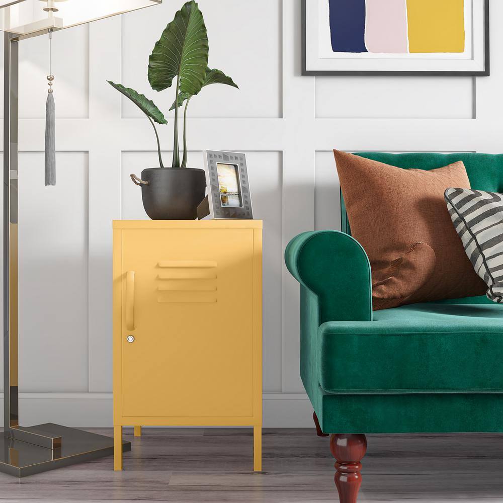 Novogratz Yellow Metal Locker End Table with Storage