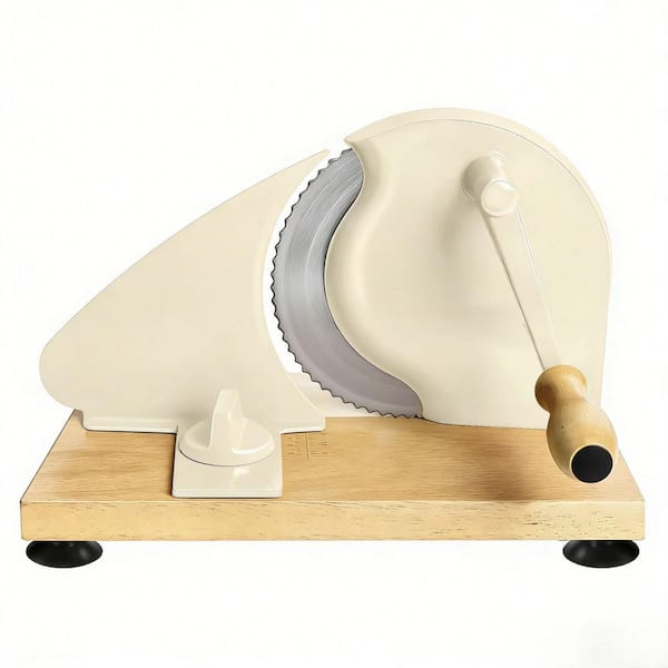 Adjustable Thickness Manual Bread Slicer with Serrated Stainless Steel Blade and Suction Cups for Even Slicing