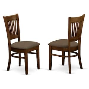 Espresso Linen Fabric Upholstered Wood Chairs With Cushion, (Set of 2)