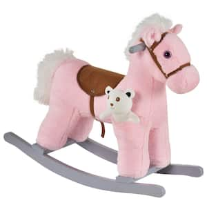 Pink Plush Ride-On Rocking Horse with Fun Realistic Sounds