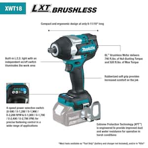 18V LXT Lithium-Ion Brushless Cordless 4-Speed Mid-Torque 1/2 in. Utility Impact Wrench w/Detent Anvil (Tool Only)