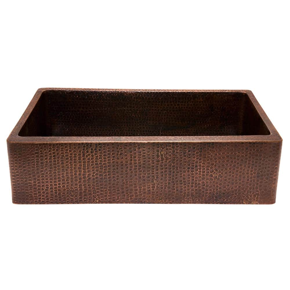 35" Hammered Copper Farmhouse Drop-in Kitchen Sink