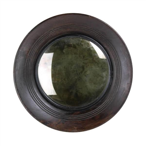 HomeRoots 2.25 in. x 9.5 in. Classic Irregular Framed Medium Brown Wood Vanity Mirror