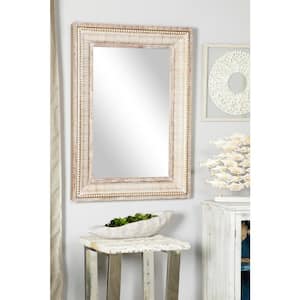 43 in. x 31 in. Intricately Carved Rectangle Framed Brown Wall Mirror