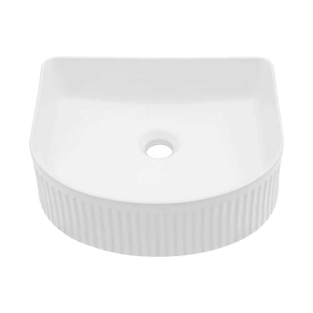 16 in. White Ceramic Vessel Bathroom Sink