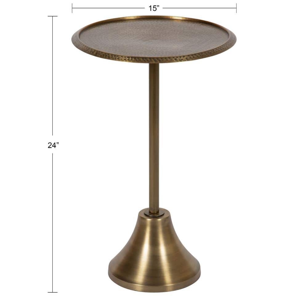 Sanzo Gold Round Hammered Metal Side Table